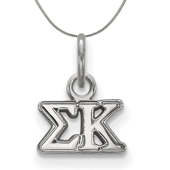 Sterling Silver Sigma Kappa XS (Tiny) Greek Necklace - 24 Inch - Picture 1 of 8